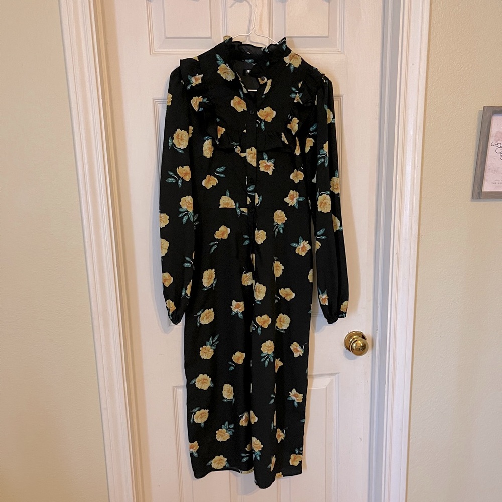Fashion Union Yellow Floral Shirt Dress